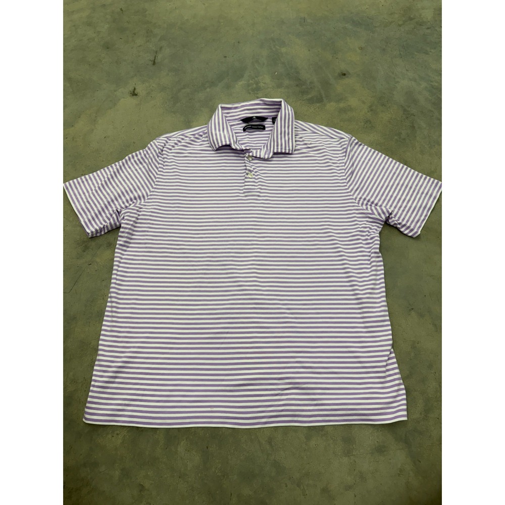 Hart Schaffner Marx Polo Shirt Mens XL Purple White Striped HartSoft Cotton Golf